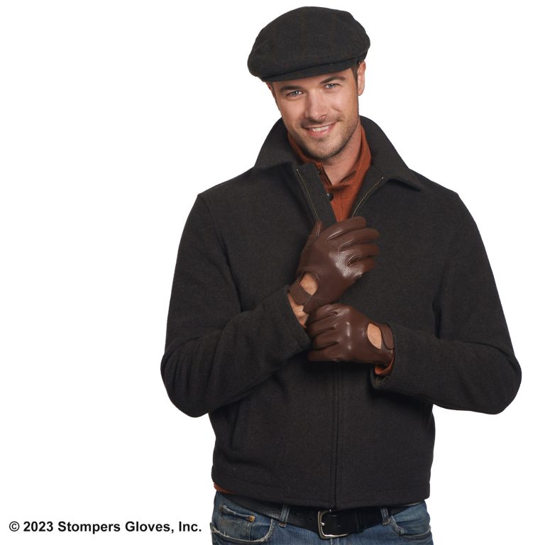 Monte Carlo Driving Glove Male Model Wearing Brown Glove