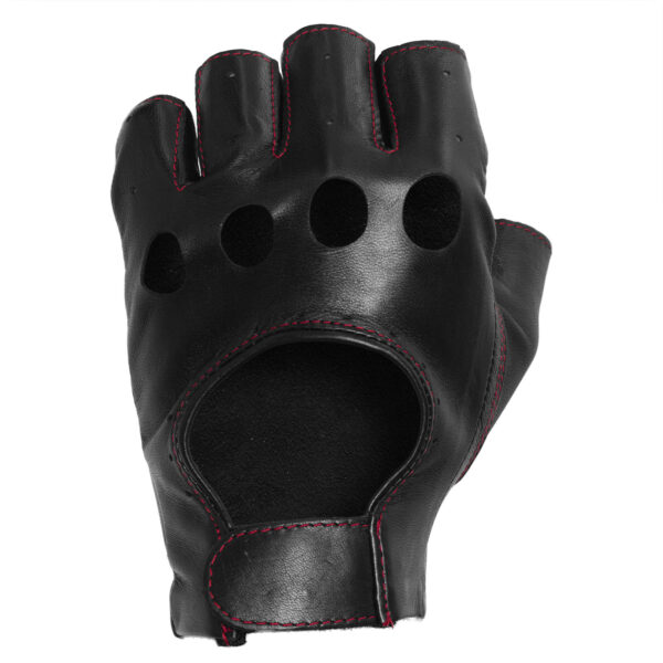 Chariot Glove Black with Red Stitching Back