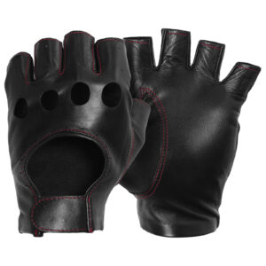 Chariot Glove Black with Red Stitching Main