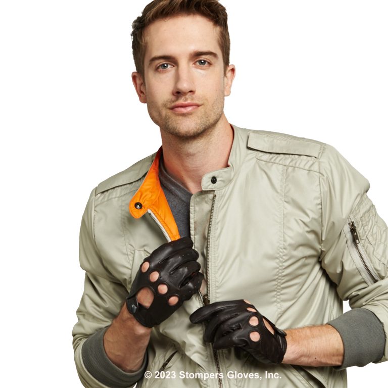 Silverstone Driving Glove Male Model Wearing Brown Glove 2