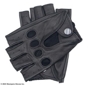 Barcelona 2.0 Shorty Leather Driving Gloves Fingerless Back Black
