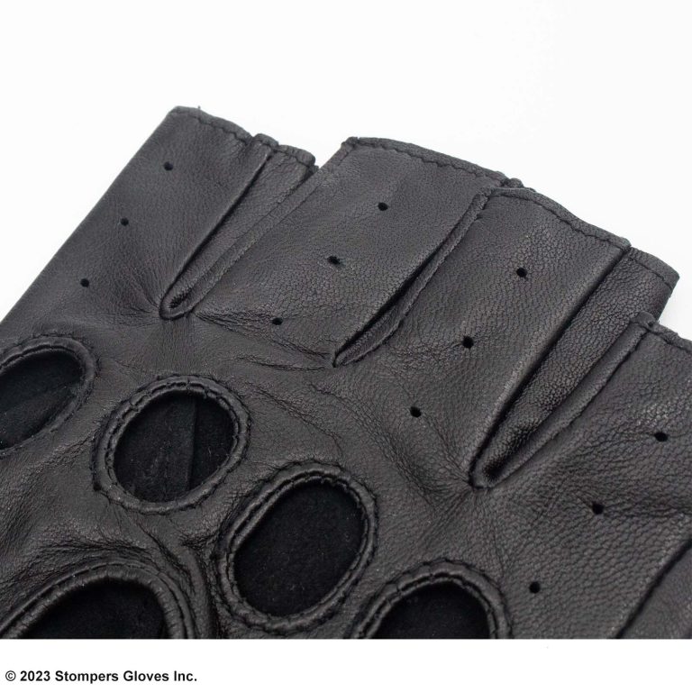 Barcelona 2.0 Shorty Leather Driving Gloves Fingerless Detail Black