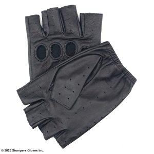 Barcelona 2.0 Shorty Leather Driving Gloves Fingerless Front Black