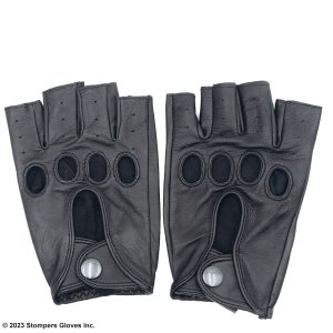 Barcelona 2.0 Shorty Leather Driving Gloves Fingerless Side By Side Back Black