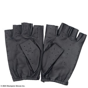 Barcelona 2.0 Shorty Leather Driving Gloves Fingerless Side By Side Front Black